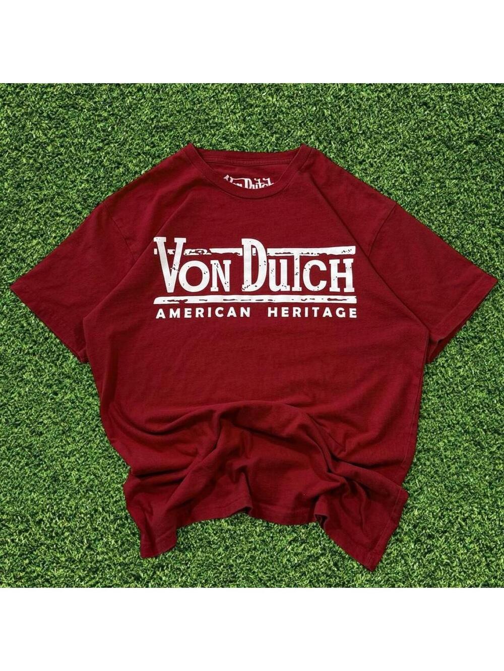 Vintage Von Dutch American Heritage T-Shirt White Text Size M